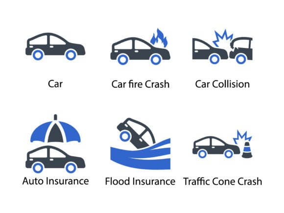 Auto Insurance Icon Set 1: A Versatile Graphics Asset for Marketers