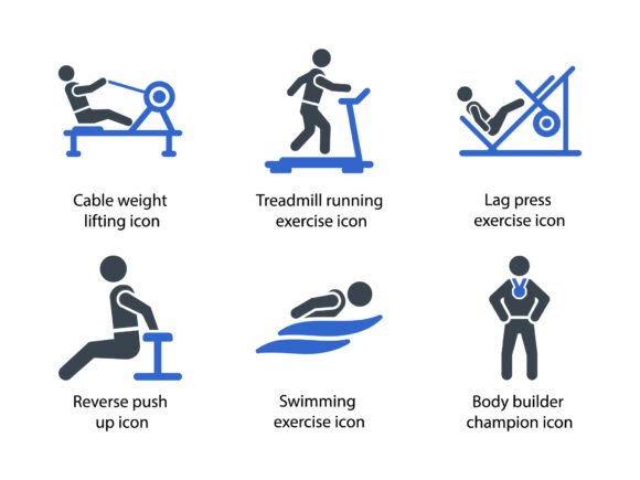 Fitness Gym Icon Set 4: A Versatile Design for Embroidery