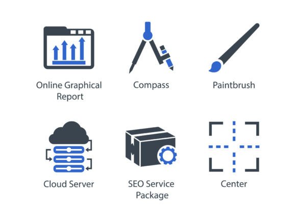 SEO Internet Blue Icon Set 12: A Versatile Graphics Tool