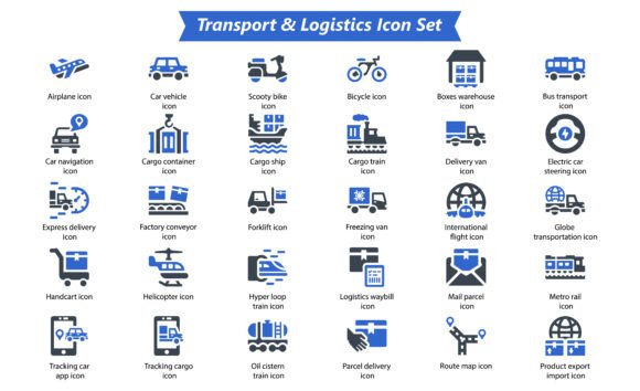 Transport and Logistics Icon Set: A Must-Have for Crafters